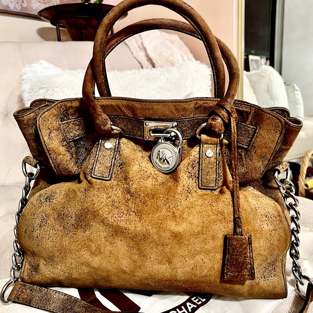 Vintage Y2K Michael Kors Suede Distressed Hand Held/Shoulder Bag